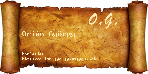 Orián György névjegykártya